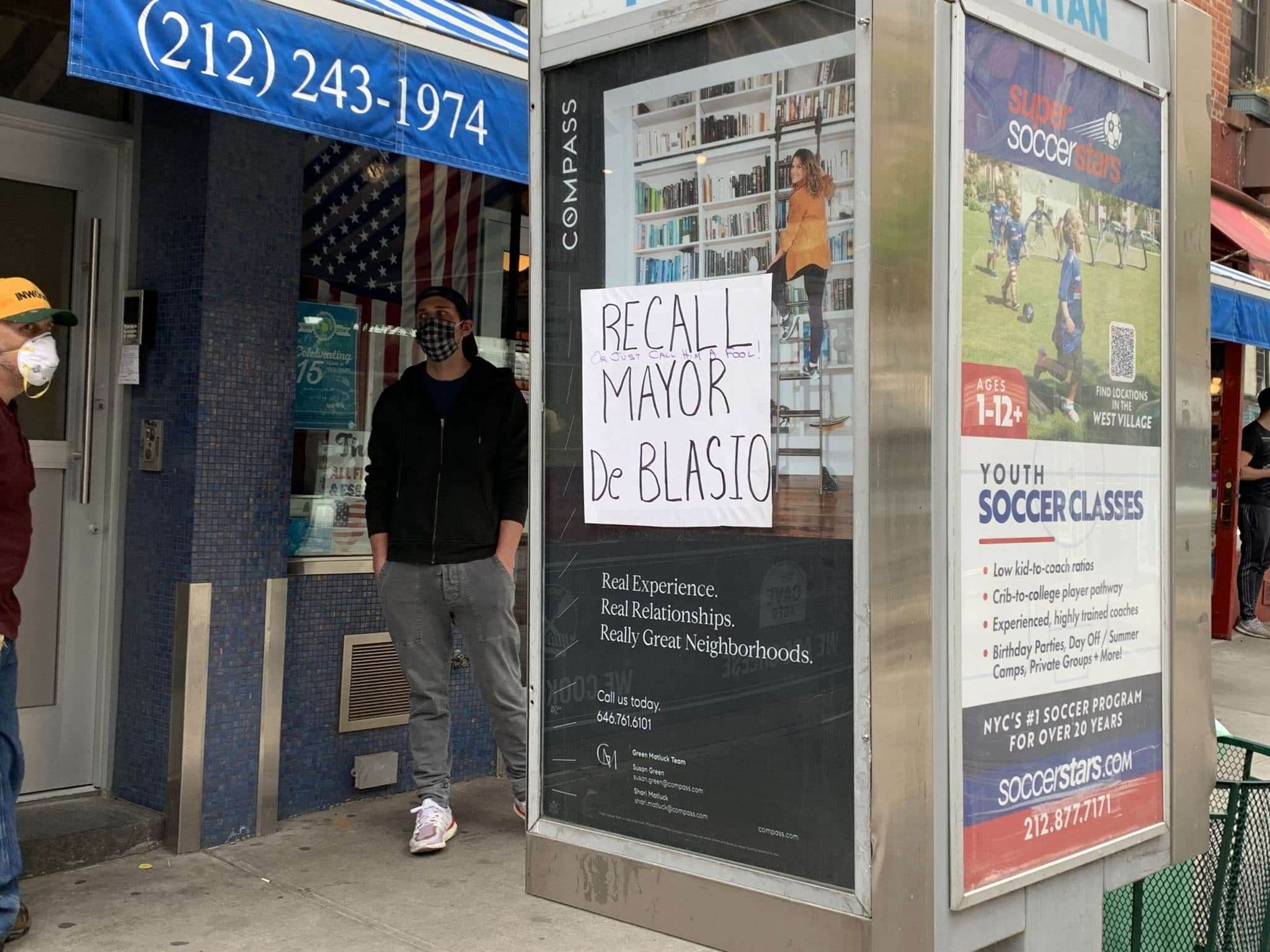 Sign on Bleecker Street Recall De Blasio