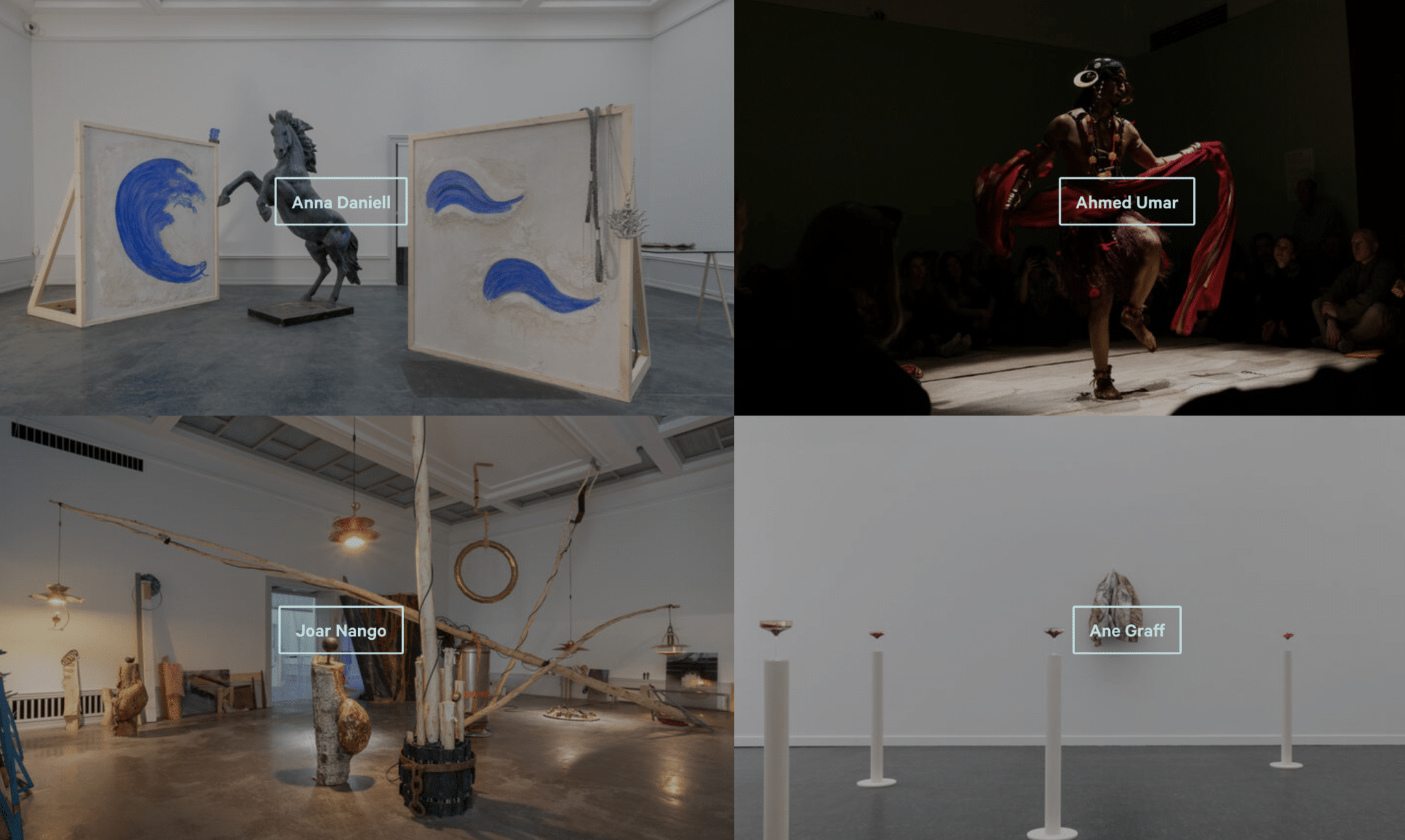 Four rooms displaying artists' work at the Trondheim museum.